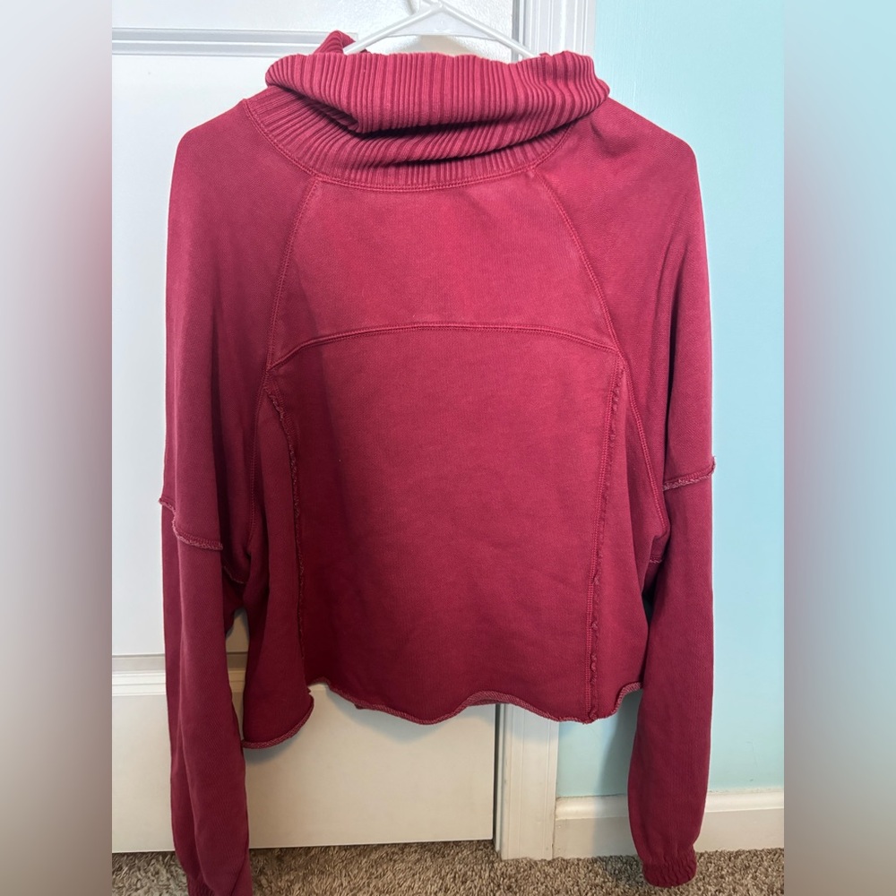 Aerie Deep Red Cowl Neck Top